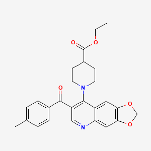 Ethyl 1-(7-(4-methylbenzoyl)-[1,3]dioxolo[4,5-g]quinolin-8-yl)piperidine-4-carboxylate