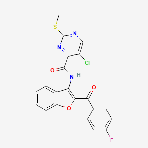 molecular formula C21H13ClFN3O3S B11415895 5-chloro-N-{2-[(4-fluorophenyl)carbonyl]-1-benzofuran-3-yl}-2-(methylsulfanyl)pyrimidine-4-carboxamide 