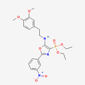 molecular formula C23H28N3O8P B11415923 Diethyl (5-{[2-(3,4-dimethoxyphenyl)ethyl]amino}-2-(3-nitrophenyl)-1,3-oxazol-4-YL)phosphonate 