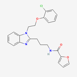 molecular formula C23H22ClN3O3 B11415936 N-(3-{1-[2-(2-chlorophenoxy)ethyl]-1H-benzimidazol-2-yl}propyl)furan-2-carboxamide 