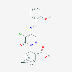 molecular formula C23H26ClN3O4 B11415937 1-(5-Chloro-4-{[(2-methoxyphenyl)methyl]amino}-6-oxo-1,6-dihydropyridazin-1-YL)adamantane-2-carboxylic acid 