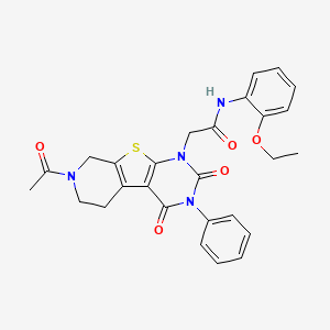 2-(11-acetyl-3,5-dioxo-4-phenyl-8-thia-4,6,11-triazatricyclo[7.4.0.02,7]trideca-1(9),2(7)-dien-6-yl)-N-(2-ethoxyphenyl)acetamide