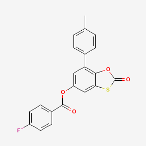 molecular formula C21H13FO4S B11415953 7-(4-Methylphenyl)-2-oxo-1,3-benzoxathiol-5-yl 4-fluorobenzoate 