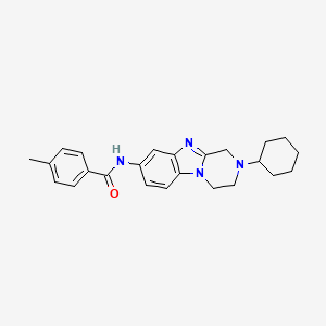 molecular formula C24H28N4O B11415965 N-(2-cyclohexyl-1,2,3,4-tetrahydropyrazino[1,2-a]benzimidazol-8-yl)-4-methylbenzamide 