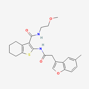 molecular formula C23H26N2O4S B11415983 N-(2-methoxyethyl)-2-{[(5-methyl-1-benzofuran-3-yl)acetyl]amino}-4,5,6,7-tetrahydro-1-benzothiophene-3-carboxamide 