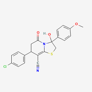 molecular formula C21H17ClN2O3S B11415990 7-(4-chlorophenyl)-3-hydroxy-3-(4-methoxyphenyl)-5-oxo-2,3,6,7-tetrahydro-5H-[1,3]thiazolo[3,2-a]pyridine-8-carbonitrile 