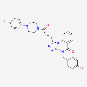 molecular formula C29H26F2N6O2 B11416011 4-(4-fluorobenzyl)-1-{3-[4-(4-fluorophenyl)piperazin-1-yl]-3-oxopropyl}[1,2,4]triazolo[4,3-a]quinazolin-5(4H)-one 