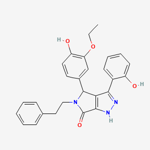 molecular formula C27H25N3O4 B11416121 4-(3-ethoxy-4-hydroxyphenyl)-3-(2-hydroxyphenyl)-5-(2-phenylethyl)-4,5-dihydropyrrolo[3,4-c]pyrazol-6(1H)-one 