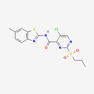 molecular formula C16H15ClN4O3S2 B11416150 5-chloro-N-(6-methyl-1,3-benzothiazol-2-yl)-2-(propylsulfonyl)pyrimidine-4-carboxamide 