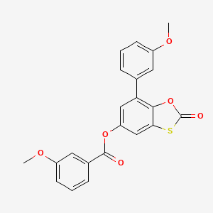 molecular formula C22H16O6S B11416182 7-(3-Methoxyphenyl)-2-oxo-1,3-benzoxathiol-5-yl 3-methoxybenzoate 