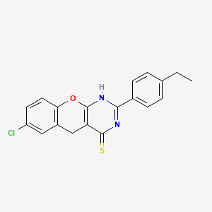 molecular formula C19H15ClN2OS B11416209 7-chloro-2-(4-ethylphenyl)-3H-chromeno[2,3-d]pyrimidine-4(5H)-thione 