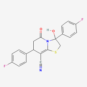 molecular formula C20H14F2N2O2S B11416268 3,7-bis(4-fluorophenyl)-3-hydroxy-5-oxo-2,3,6,7-tetrahydro-5H-[1,3]thiazolo[3,2-a]pyridine-8-carbonitrile 