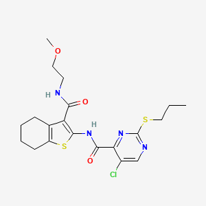 molecular formula C20H25ClN4O3S2 B11416283 5-chloro-N-{3-[(2-methoxyethyl)carbamoyl]-4,5,6,7-tetrahydro-1-benzothiophen-2-yl}-2-(propylsulfanyl)pyrimidine-4-carboxamide 