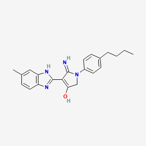 molecular formula C22H24N4O B11416292 5-Amino-1-(4-butylphenyl)-4-(6-methyl-1H-1,3-benzodiazol-2-YL)-2,3-dihydro-1H-pyrrol-3-one 