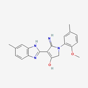 molecular formula C20H20N4O2 B11416317 5-Amino-1-(2-methoxy-5-methylphenyl)-4-(6-methyl-1H-1,3-benzodiazol-2-YL)-2,3-dihydro-1H-pyrrol-3-one 