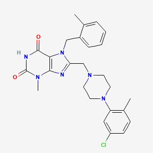 8-{[4-(5-chloro-2-methylphenyl)piperazin-1-yl]methyl}-3-methyl-7-[(2-methylphenyl)methyl]-2,3,6,7-tetrahydro-1H-purine-2,6-dione