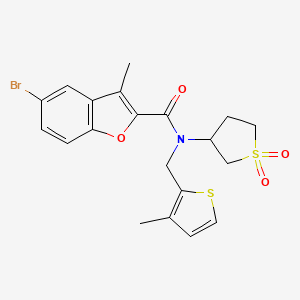 molecular formula C20H20BrNO4S2 B11416379 5-bromo-N-(1,1-dioxidotetrahydrothiophen-3-yl)-3-methyl-N-[(3-methylthiophen-2-yl)methyl]-1-benzofuran-2-carboxamide 