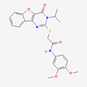 N-(3,4-dimethoxyphenyl)-2-{[4-oxo-3-(propan-2-yl)-3,4-dihydro[1]benzofuro[3,2-d]pyrimidin-2-yl]sulfanyl}acetamide