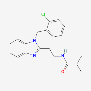 molecular formula C20H22ClN3O B11416431 N-{2-[1-(2-chlorobenzyl)-1H-benzimidazol-2-yl]ethyl}-2-methylpropanamide 