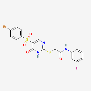 2-({5-[(4-bromophenyl)sulfonyl]-6-oxo-1,6-dihydropyrimidin-2-yl}sulfanyl)-N-(3-fluorophenyl)acetamide