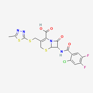 molecular formula C18H13ClF2N4O4S3 B11416481 7-{[(2-Chloro-4,5-difluorophenyl)carbonyl]amino}-3-{[(5-methyl-1,3,4-thiadiazol-2-yl)sulfanyl]methyl}-8-oxo-5-thia-1-azabicyclo[4.2.0]oct-2-ene-2-carboxylic acid 