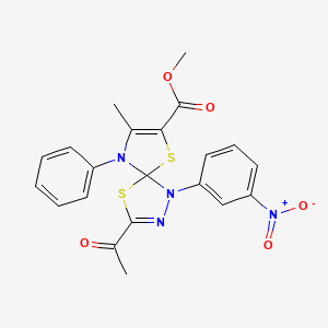 Methyl 3-acetyl-8-methyl-1-(3-nitrophenyl)-9-phenyl-4,6-dithia-1,2,9-triazaspiro[4.4]nona-2,7-diene-7-carboxylate