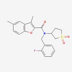 molecular formula C22H22FNO4S B11416556 N-(1,1-dioxidotetrahydrothiophen-3-yl)-N-(2-fluorobenzyl)-3,5-dimethyl-1-benzofuran-2-carboxamide 