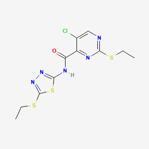 5-chloro-2-(ethylsulfanyl)-N-[5-(ethylsulfanyl)-1,3,4-thiadiazol-2-yl]pyrimidine-4-carboxamide