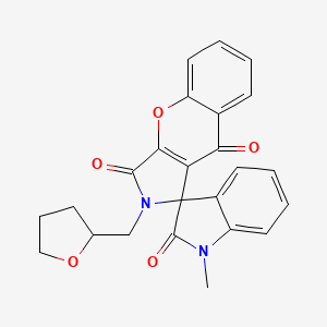 molecular formula C24H20N2O5 B11416594 1'-methyl-2-(tetrahydrofuran-2-ylmethyl)-2H-spiro[chromeno[2,3-c]pyrrole-1,3'-indole]-2',3,9(1'H)-trione 