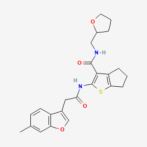 molecular formula C24H26N2O4S B11416604 2-{[(6-methyl-1-benzofuran-3-yl)acetyl]amino}-N-(tetrahydrofuran-2-ylmethyl)-5,6-dihydro-4H-cyclopenta[b]thiophene-3-carboxamide 