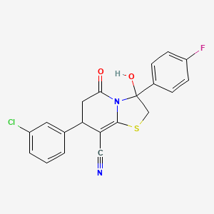 7-(3-chlorophenyl)-3-(4-fluorophenyl)-3-hydroxy-5-oxo-2,3,6,7-tetrahydro-5H-[1,3]thiazolo[3,2-a]pyridine-8-carbonitrile