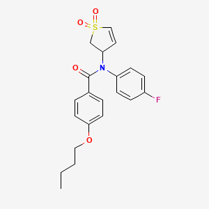 molecular formula C21H22FNO4S B11416639 4-butoxy-N-(1,1-dioxido-2,3-dihydrothiophen-3-yl)-N-(4-fluorophenyl)benzamide 