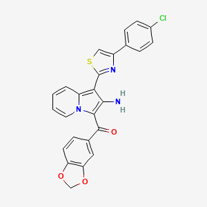 molecular formula C25H16ClN3O3S B11416687 {2-Amino-1-[4-(4-chlorophenyl)-1,3-thiazol-2-yl]indolizin-3-yl}(1,3-benzodioxol-5-yl)methanone 