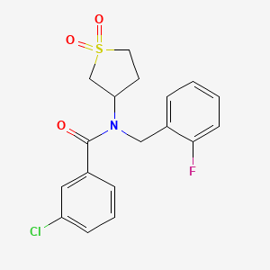 molecular formula C18H17ClFNO3S B11416710 3-chloro-N-(1,1-dioxidotetrahydrothiophen-3-yl)-N-(2-fluorobenzyl)benzamide 