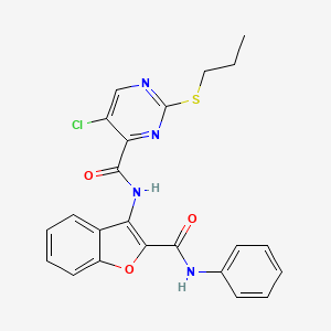 molecular formula C23H19ClN4O3S B11416729 5-chloro-N-[2-(phenylcarbamoyl)-1-benzofuran-3-yl]-2-(propylsulfanyl)pyrimidine-4-carboxamide 