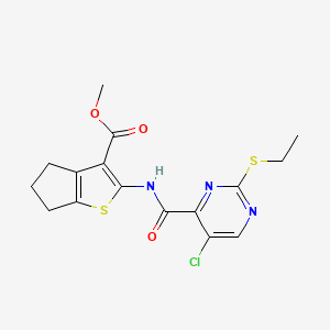 molecular formula C16H16ClN3O3S2 B11416778 methyl 2-({[5-chloro-2-(ethylsulfanyl)pyrimidin-4-yl]carbonyl}amino)-5,6-dihydro-4H-cyclopenta[b]thiophene-3-carboxylate 