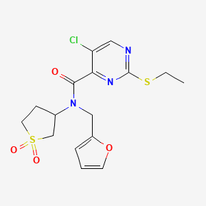 molecular formula C16H18ClN3O4S2 B11416790 5-chloro-N-(1,1-dioxidotetrahydrothiophen-3-yl)-2-(ethylsulfanyl)-N-(furan-2-ylmethyl)pyrimidine-4-carboxamide 