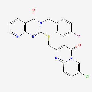 molecular formula C23H15ClFN5O2S B11416803 2-(((7-chloro-4-oxo-4H-pyrido[1,2-a]pyrimidin-2-yl)methyl)thio)-3-(4-fluorobenzyl)pyrido[2,3-d]pyrimidin-4(3H)-one 