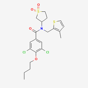 4-butoxy-3,5-dichloro-N-(1,1-dioxidotetrahydrothiophen-3-yl)-N-[(3-methylthiophen-2-yl)methyl]benzamide