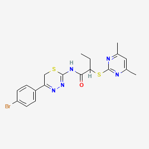 molecular formula C19H20BrN5OS2 B11416883 N-[5-(4-bromophenyl)-6H-1,3,4-thiadiazin-2-yl]-2-[(4,6-dimethylpyrimidin-2-yl)sulfanyl]butanamide 