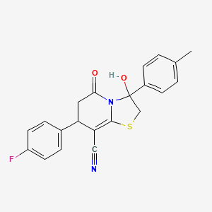 7-(4-fluorophenyl)-3-hydroxy-3-(4-methylphenyl)-5-oxo-2,3,6,7-tetrahydro-5H-[1,3]thiazolo[3,2-a]pyridine-8-carbonitrile