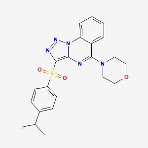 molecular formula C22H23N5O3S B11416939 5-(Morpholin-4-yl)-3-{[4-(propan-2-yl)phenyl]sulfonyl}[1,2,3]triazolo[1,5-a]quinazoline 