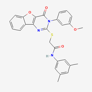 molecular formula C27H23N3O4S B11416945 N-(3,5-dimethylphenyl)-2-{[3-(3-methoxyphenyl)-4-oxo-3,4-dihydro[1]benzofuro[3,2-d]pyrimidin-2-yl]sulfanyl}acetamide 