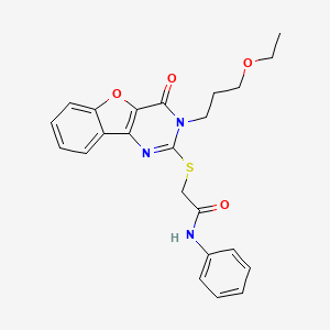 2-{[3-(3-ethoxypropyl)-4-oxo-3,4-dihydro[1]benzofuro[3,2-d]pyrimidin-2-yl]sulfanyl}-N-phenylacetamide