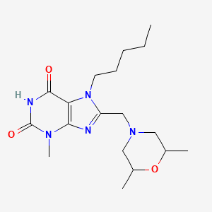 8-((2,6-dimethylmorpholino)methyl)-3-methyl-7-pentyl-1H-purine-2,6(3H,7H)-dione