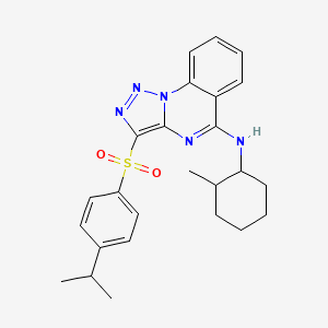 molecular formula C25H29N5O2S B11416997 N-(2-methylcyclohexyl)-3-{[4-(propan-2-yl)phenyl]sulfonyl}[1,2,3]triazolo[1,5-a]quinazolin-5-amine 