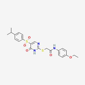 N-(4-ethoxyphenyl)-2-[[6-oxo-5-(4-propan-2-ylphenyl)sulfonyl-1H-pyrimidin-2-yl]sulfanyl]acetamide