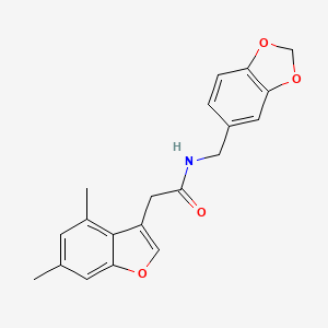 N-(1,3-benzodioxol-5-ylmethyl)-2-(4,6-dimethyl-1-benzofuran-3-yl)acetamide