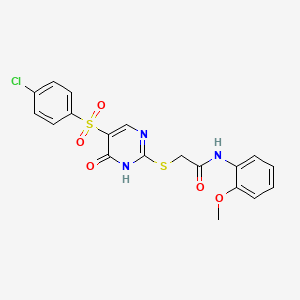 molecular formula C19H16ClN3O5S2 B11417046 2-((5-((4-chlorophenyl)sulfonyl)-6-oxo-1,6-dihydropyrimidin-2-yl)thio)-N-(2-methoxyphenyl)acetamide 