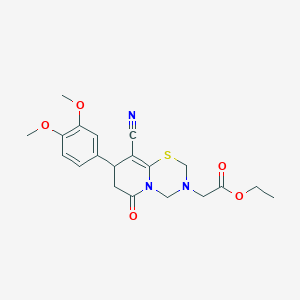 ethyl [9-cyano-8-(3,4-dimethoxyphenyl)-6-oxo-7,8-dihydro-2H,6H-pyrido[2,1-b][1,3,5]thiadiazin-3(4H)-yl]acetate